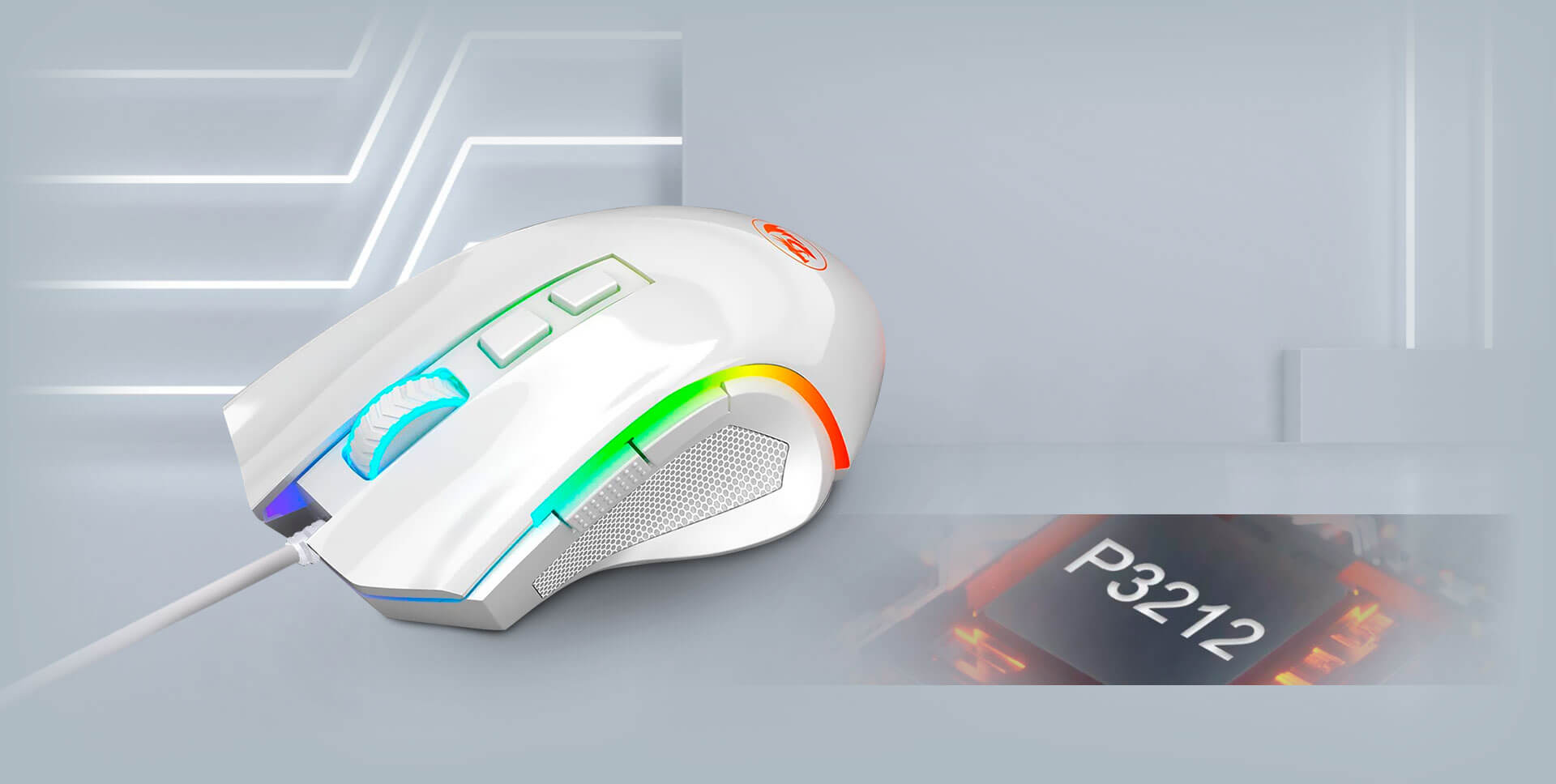 Mouse Gaming Griffin Redragon Blanco - Imagen 2