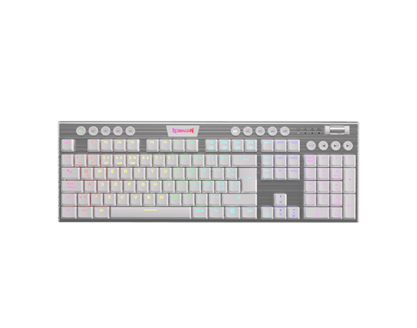TECLADO REDRAGON HORUS INALAMBRICO BLANCO K618W