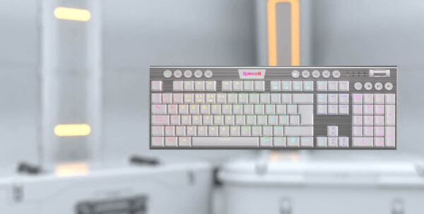 TECLADO REDRAGON HORUS INALAMBRICO BLANCO K618W - Imagen 2