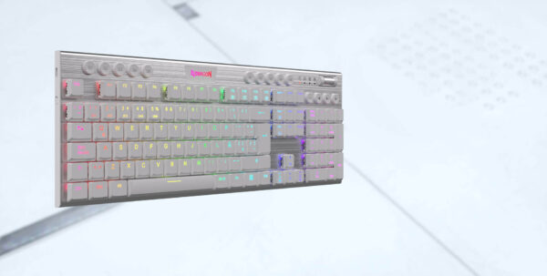 TECLADO REDRAGON HORUS INALAMBRICO BLANCO K618W - Imagen 4