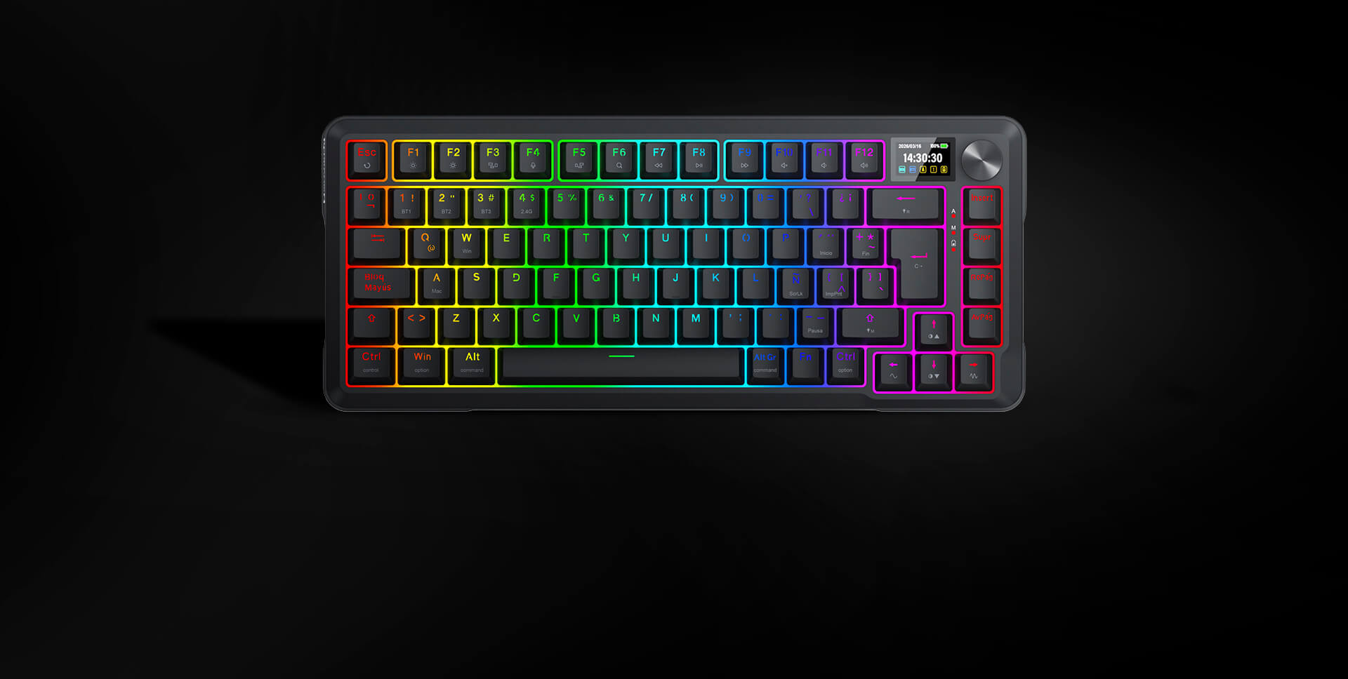 TECLADO REDRAGON UCAL LCD PRO K724RGB-PRO - Imagen 3