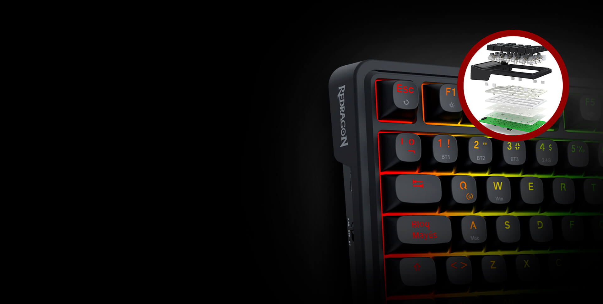 TECLADO REDRAGON EISA LCD PRO NEGRO K719RGB-PRO - Imagen 6