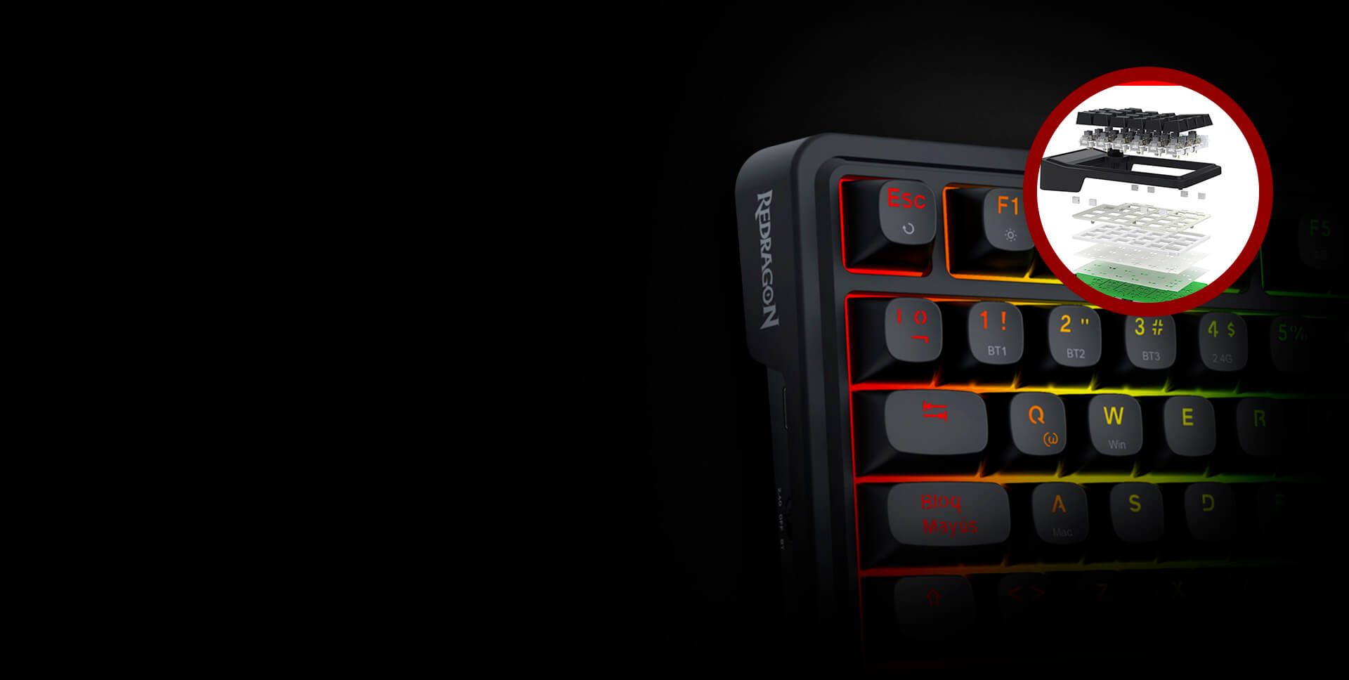 TECLADO REDRAGON UCAL LCD PRO K724RGB-PRO - Imagen 4